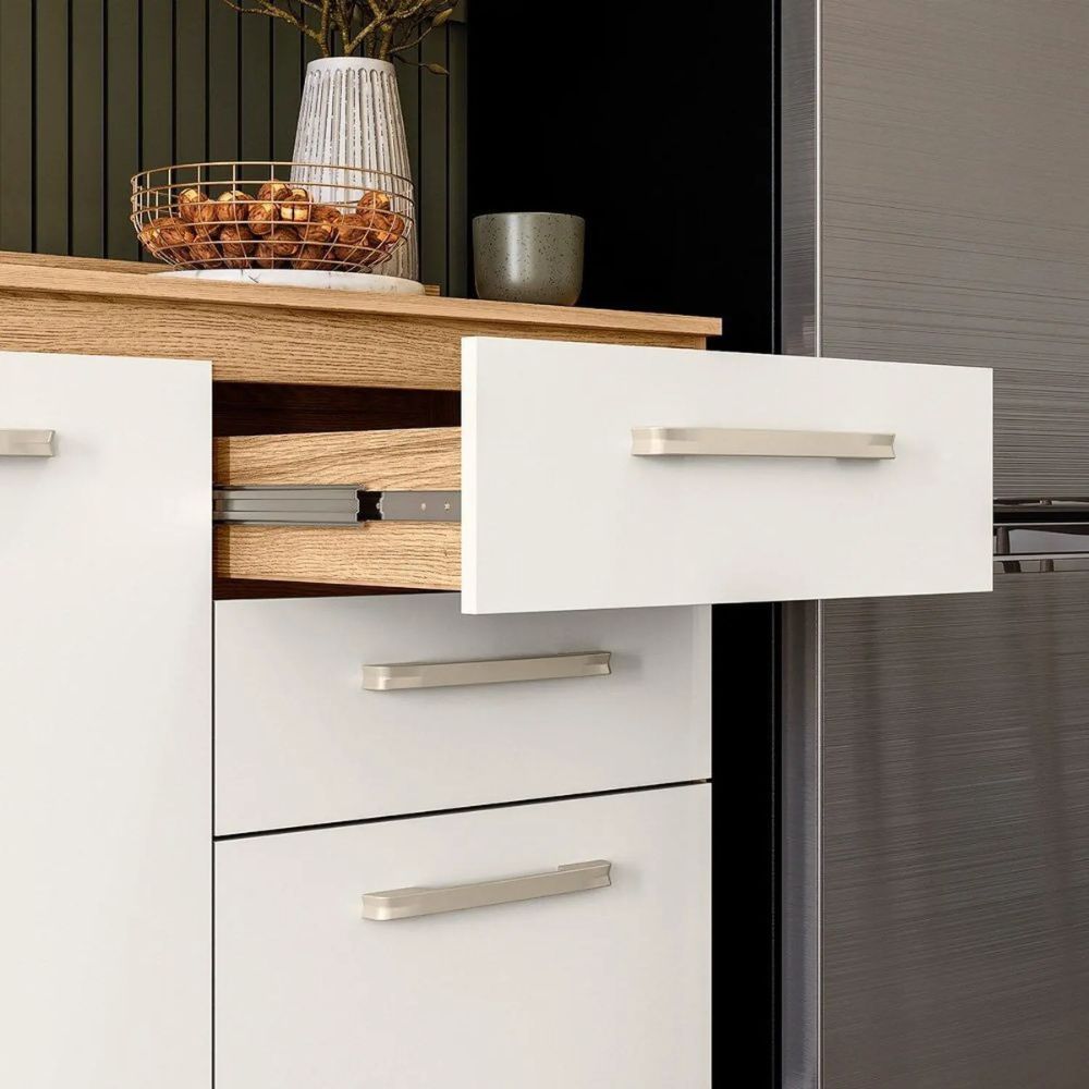 Cozinha Completa Estilo 10 Portas 3 Gavetas Freijó/Off White Cristal Nicioli