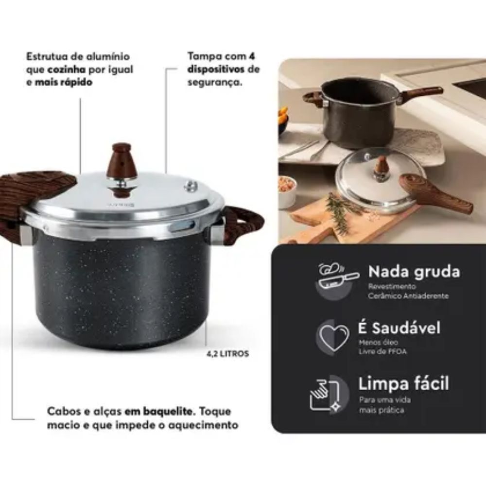 Panela de Pressão Brinox Ceramic Life 4,2L