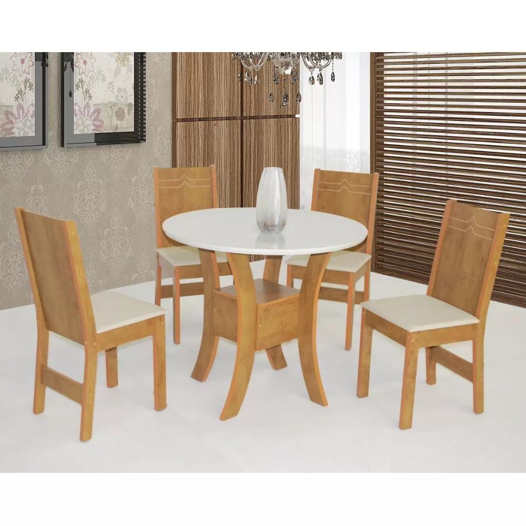 Mesa São Carlos Ayla Redonda C/ 4 Cad Elane Tec 16