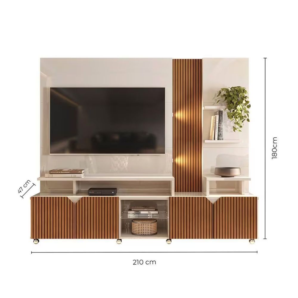 Estante Home Lukaliam Berlim Off White/Tauari Ripado