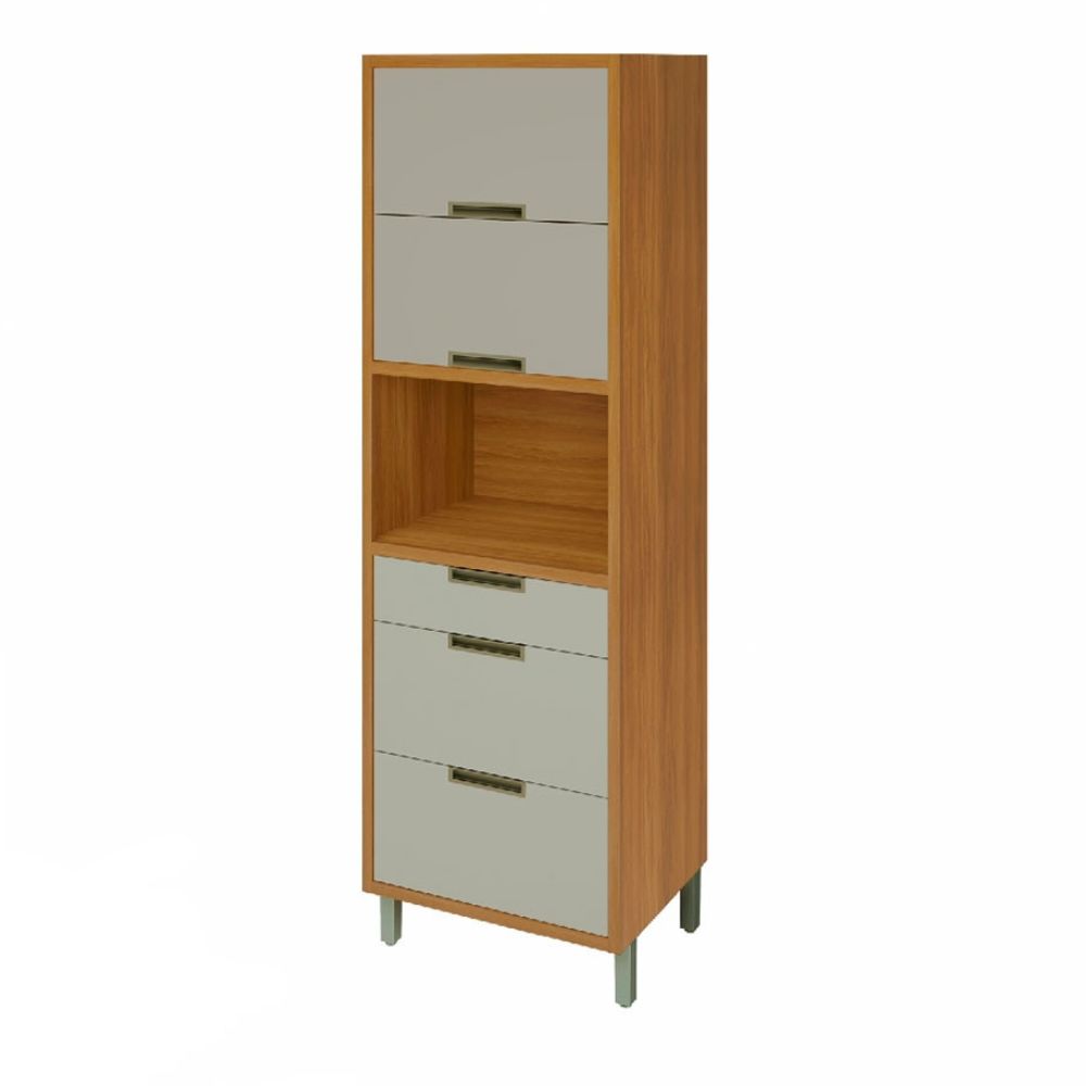 Paneleiro 2 Portas 3 Gavetas Nesher Imperatriz 70cm Freijó/Off White