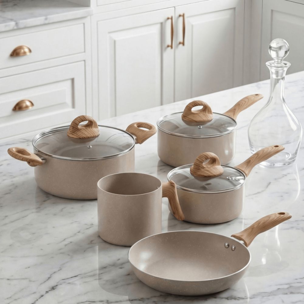 Jogo de Panelas Brinox Ceramic Life Smart Plus 5 Peças Areia