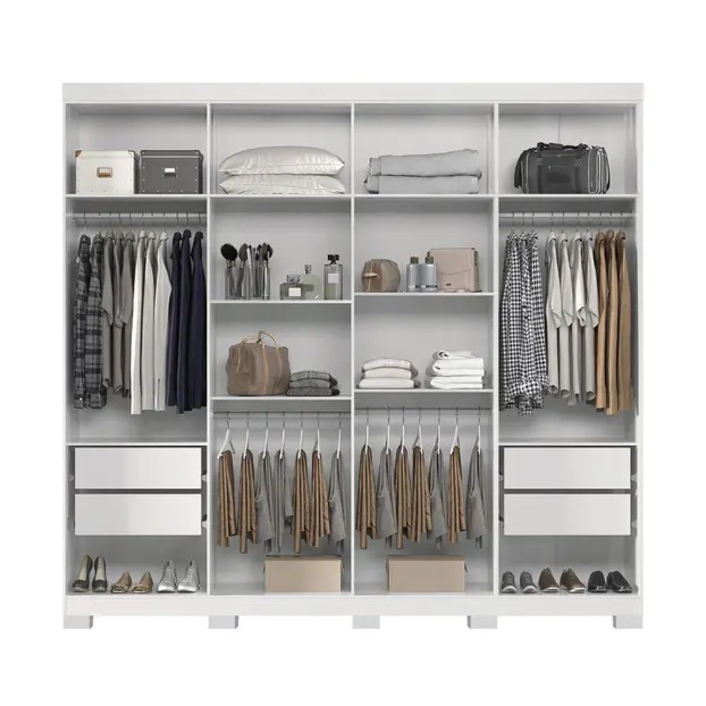 Guarda-Roupa Santos Andirá Master New 8 Portas e 4 Gavetas com Pés Branco