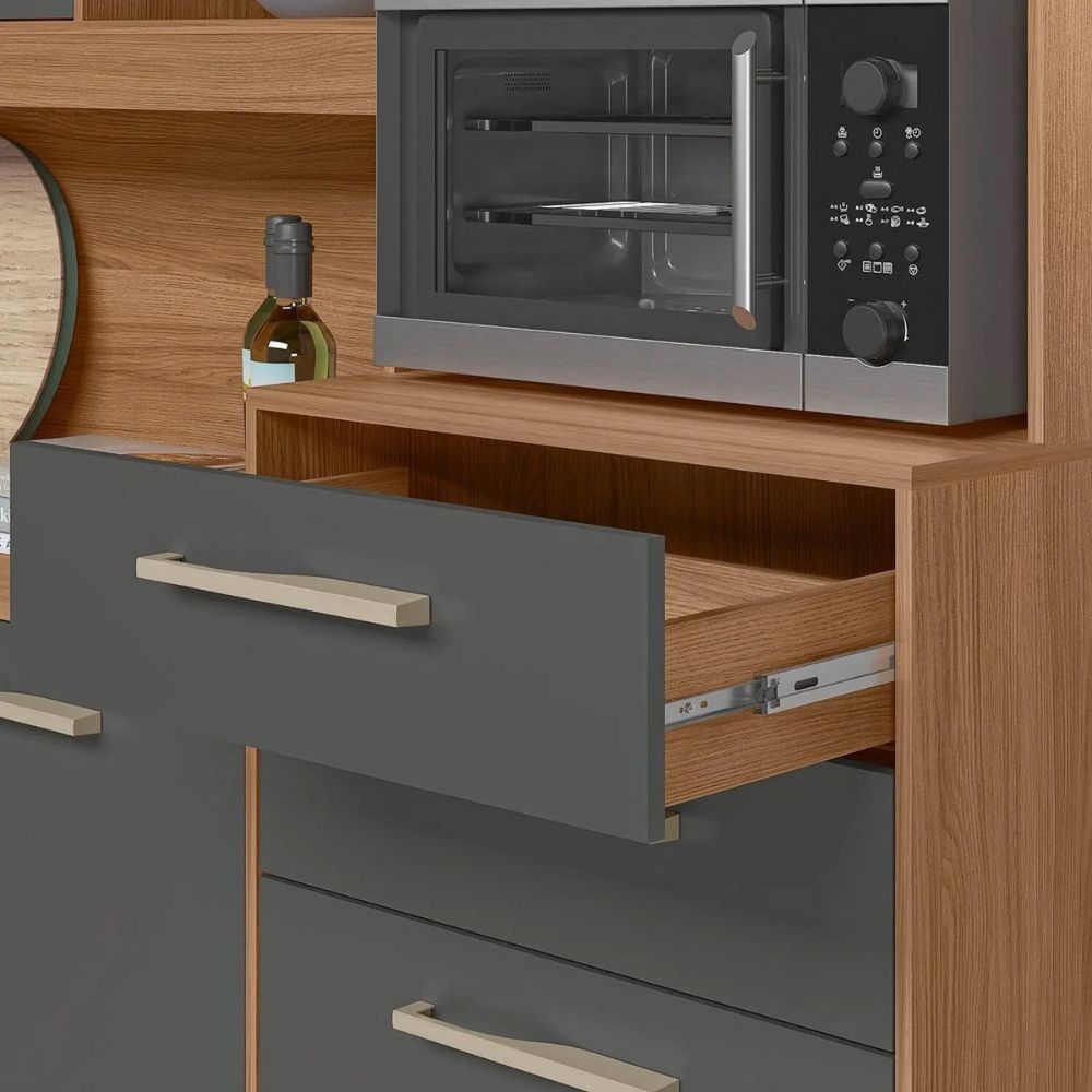 Kit Cozinha Nicioli Hortelã 2,40m Ipê/Chumbo