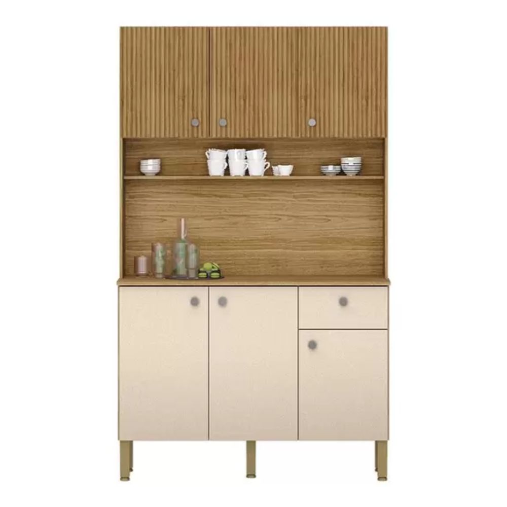 Kit Cozinha Style 6 Portas Freijó Vanilla Ripado Kits Paraná