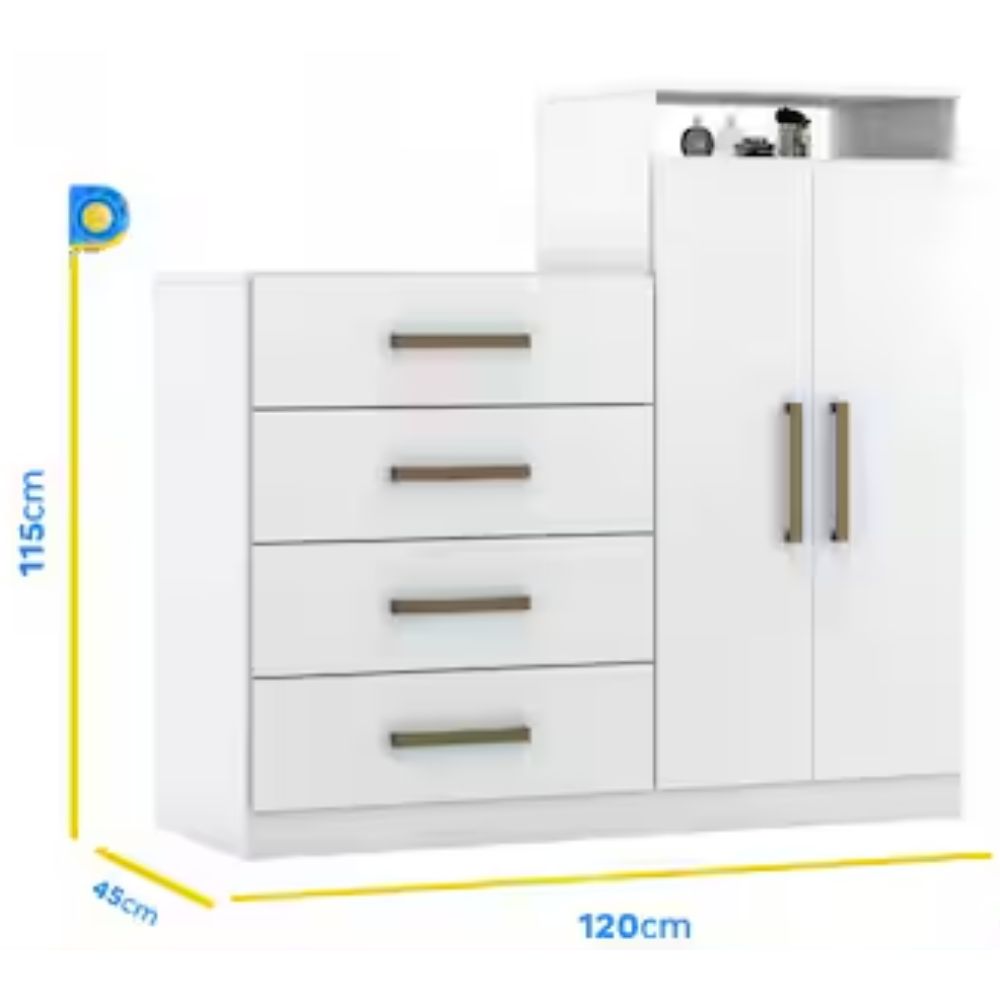 Cômoda 4 Gavetas 2 Portas Demóbile Aurea