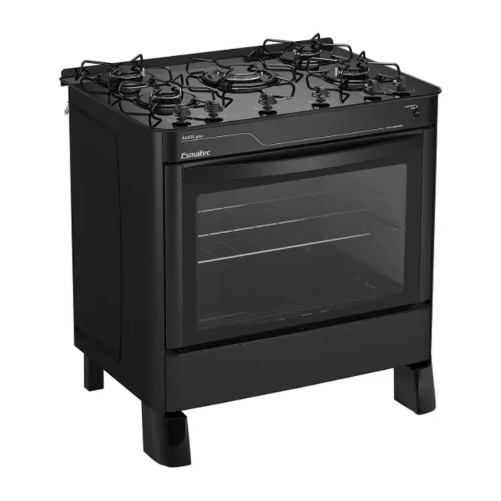 Fogão Esmaltec Ágata Glass 5 Bocas 5090 Preto