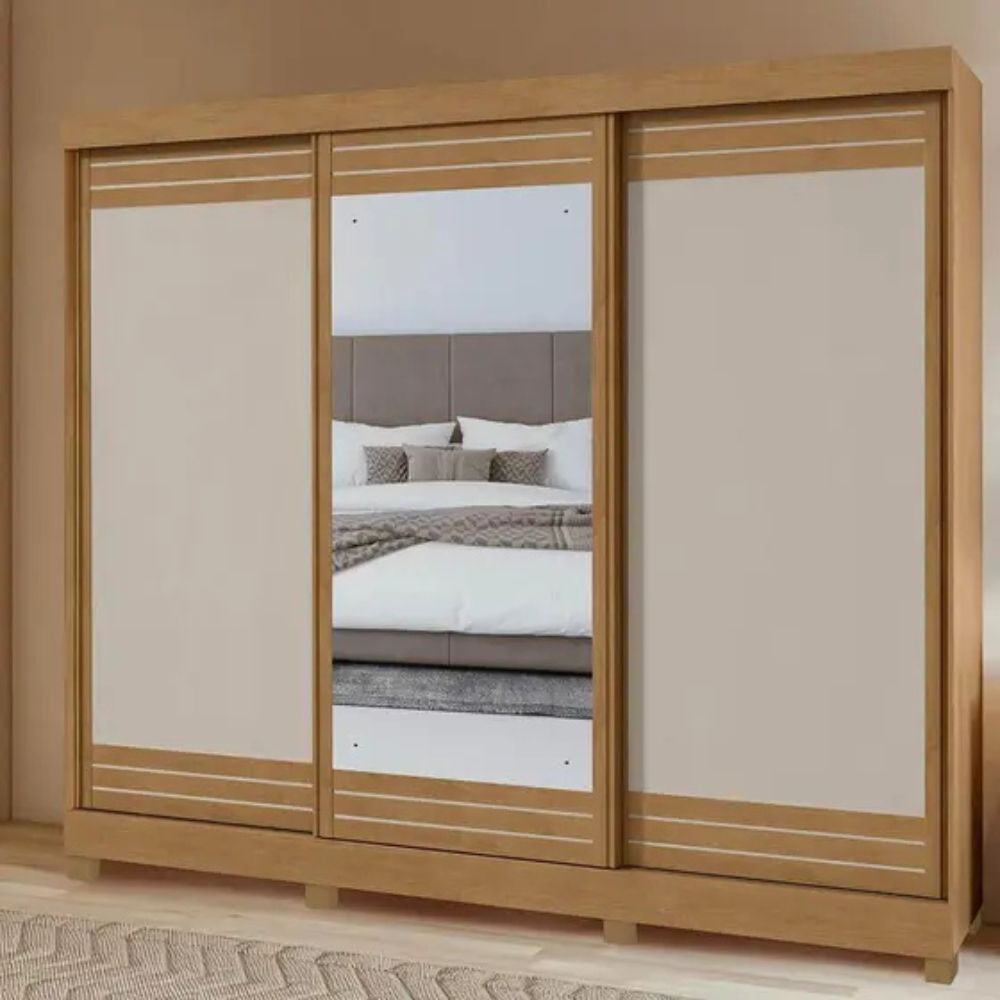 Guarda-Roupa Lopas Nice 3 Portas Amêndoa Clean/Off White