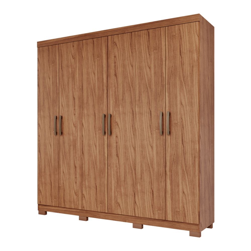 Guarda-Roupa Panan New Milena com Espelhos Externos 6 Portas Cinamomo