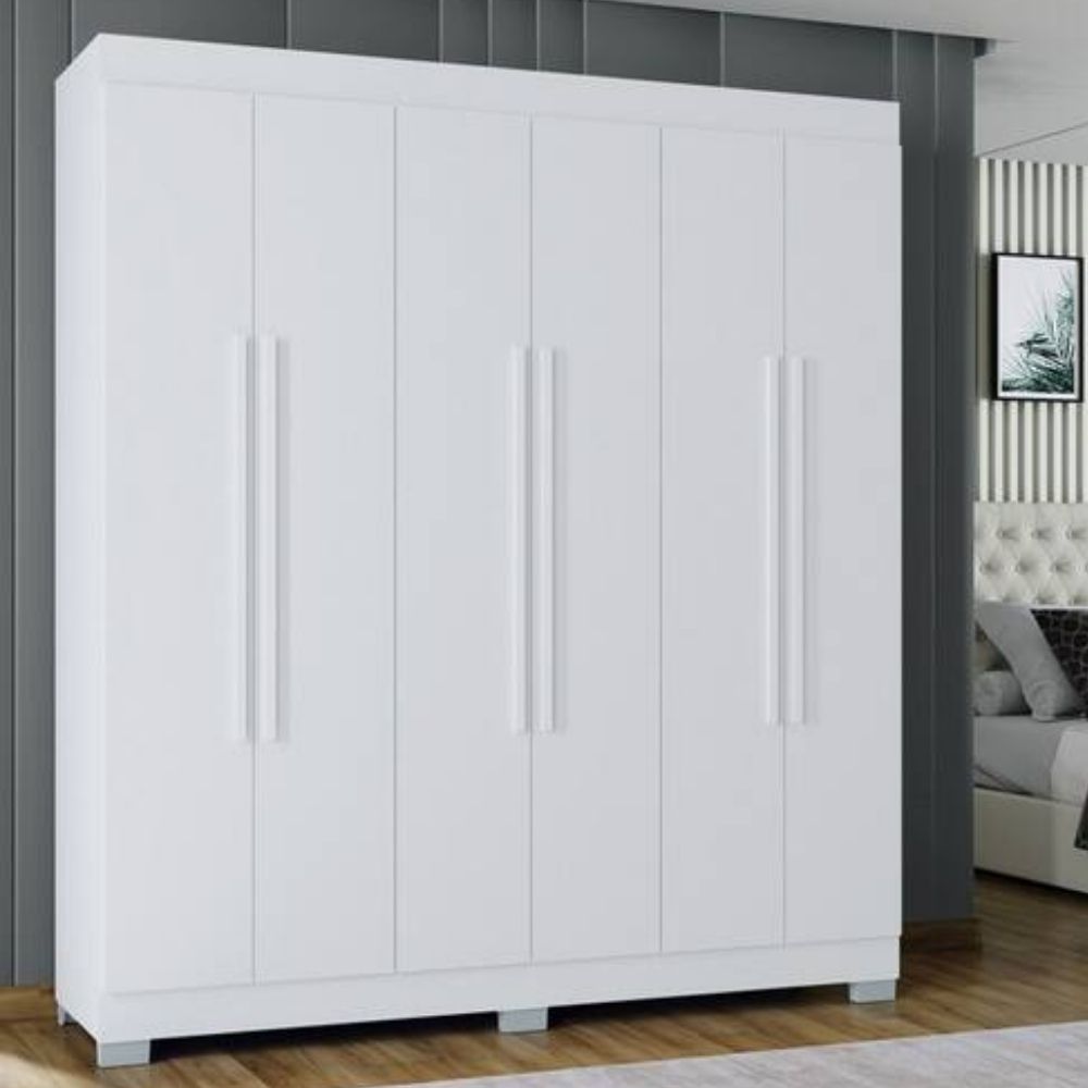 Guarda-Roupa Poquema Barcelona 6 Portas 2 Gavetas Branco