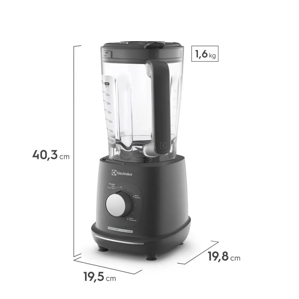 Liquidificador Electrolux 1000W 2.7L Efficient TriForce 5 Velocidades Cinza