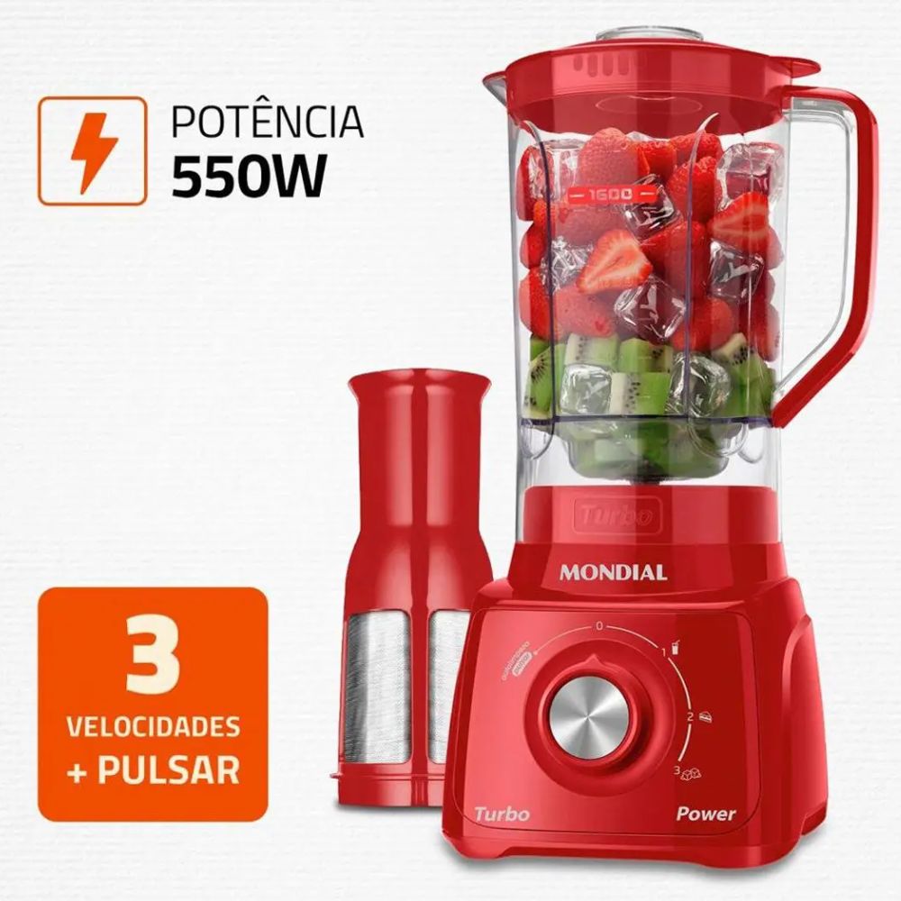 Liquidificador Mondial Turbo Power L-99FR 500W Vermelho