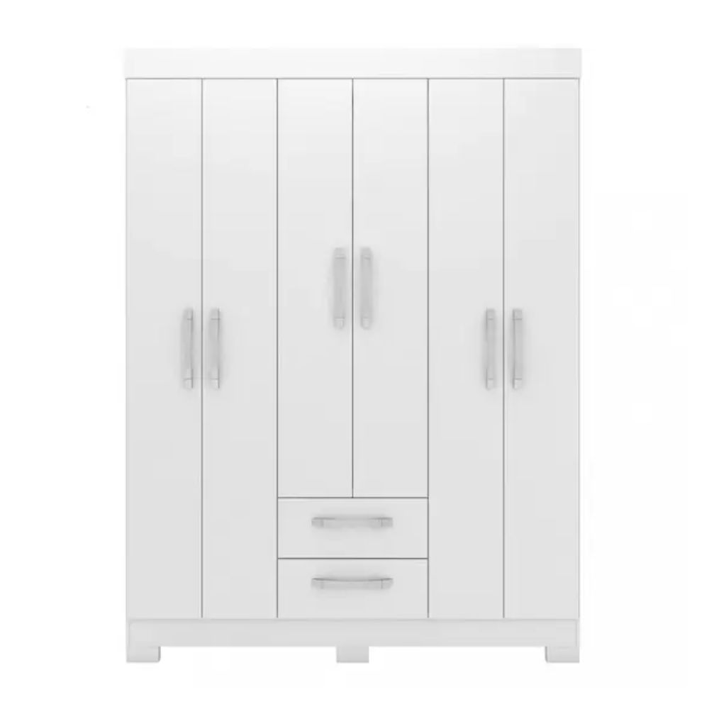 Guarda Roupa Solteiro 6 Portas 2 Gavetas NT 6015 Notável Móveis Branco New/Rosa