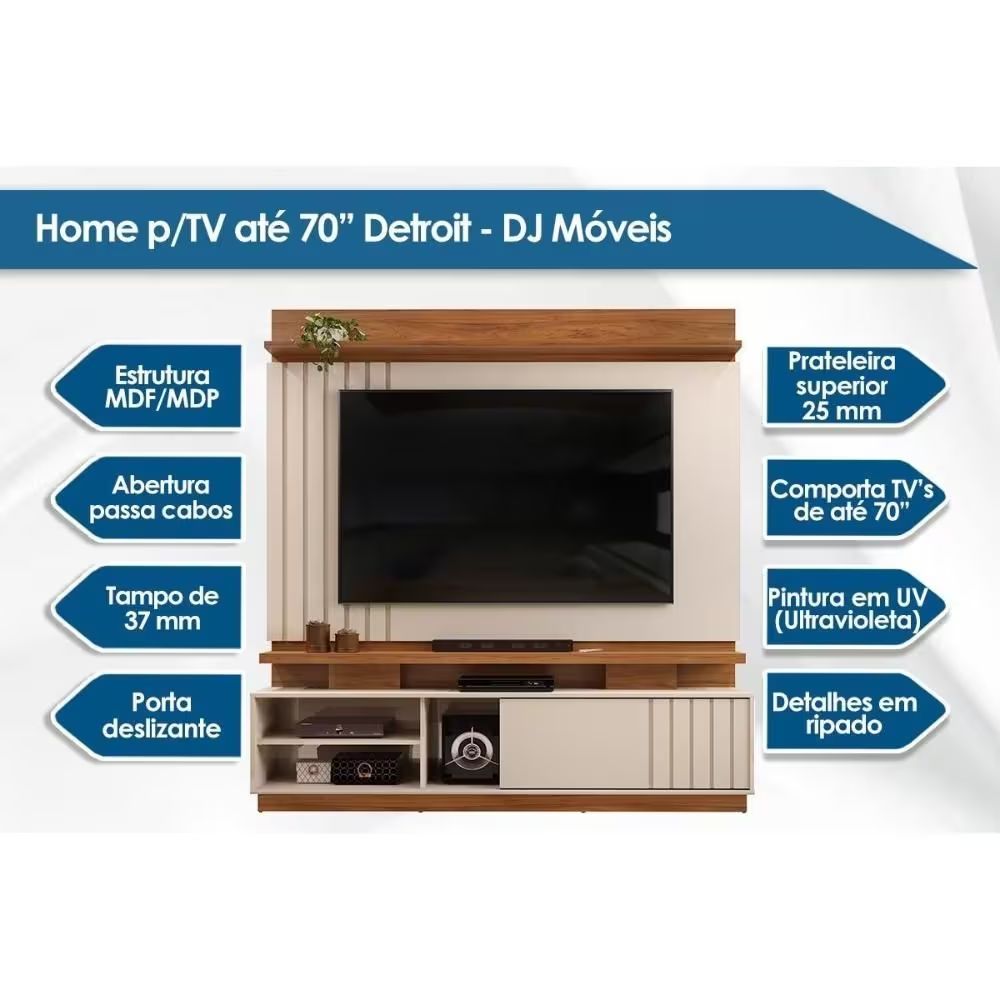 Estante Home DJ Móveis Detroid Cedro/Bali