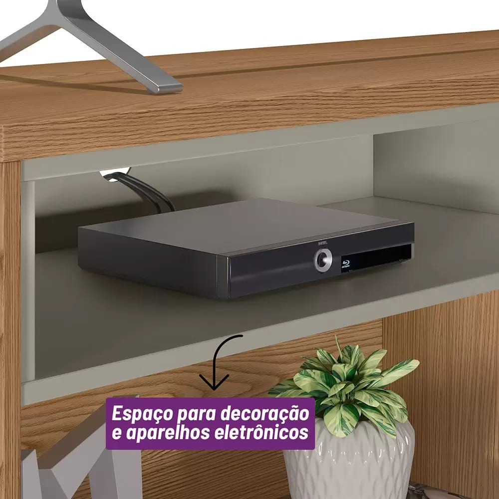 Painel Tulum C/ Rack Camboriu Linea Brasil Amendoa / Titanio