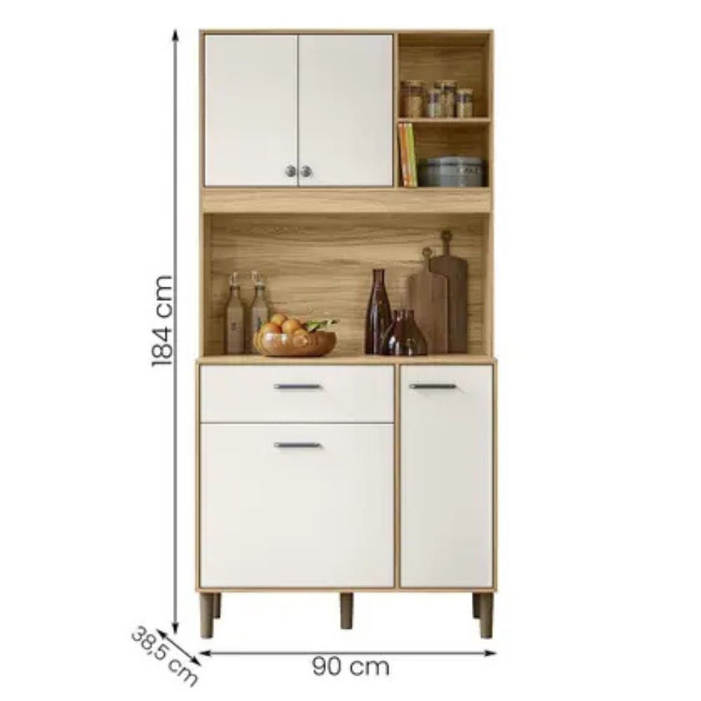 Armario de Cozinha Erva Doce 90 cm 6 Portas e 1 Gaveta - Nicioli