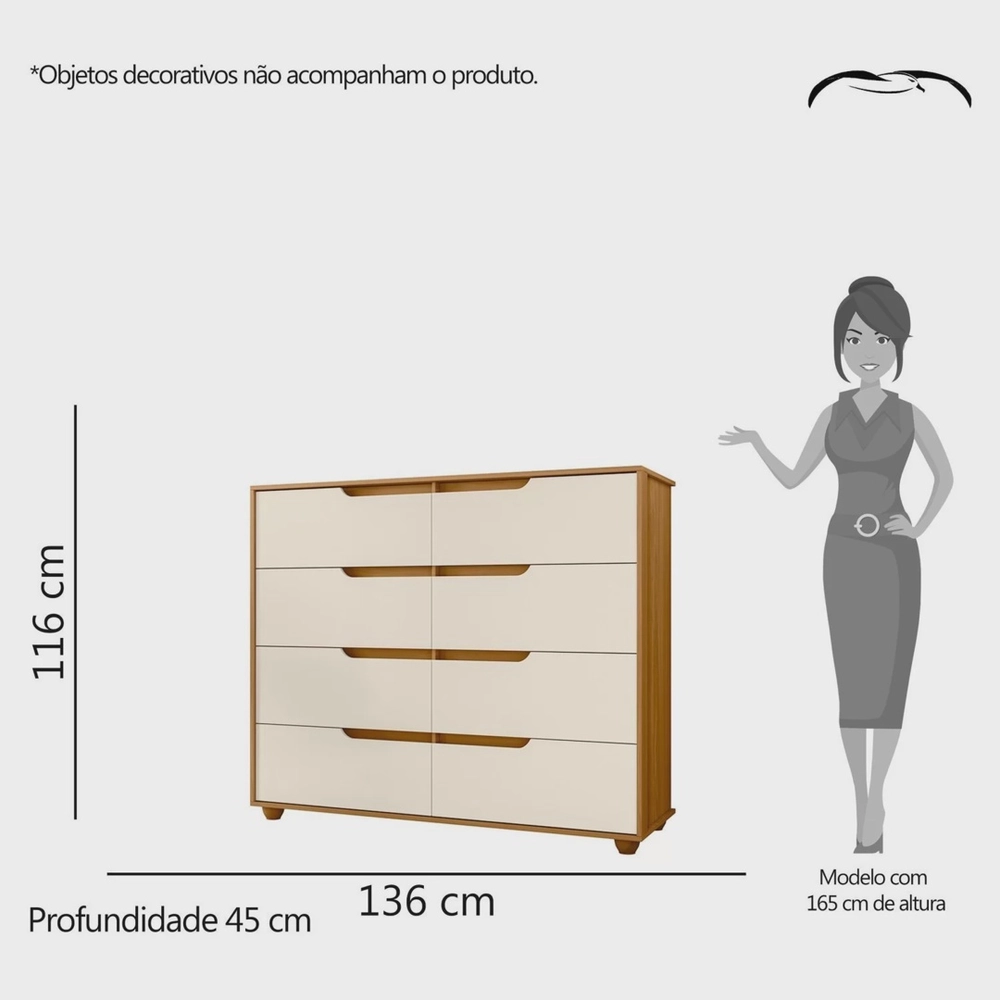 Comoda Albatroz Doble Carvalho /off White