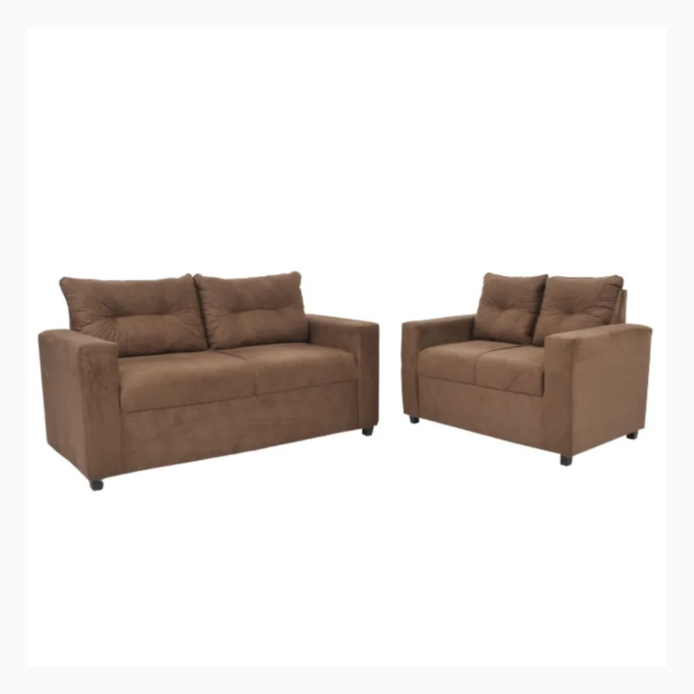 Conjunto Estofados Mariana 3x2 Hawai Veludo King Marrom