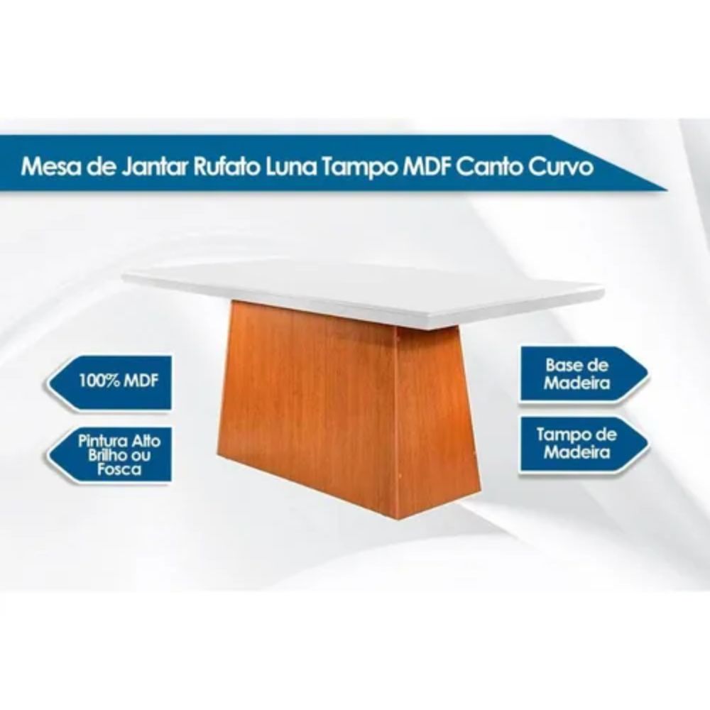 Mesa Rufato Luna 180 6 Cadeiras Lunara Turim 07 Off White/Imbuia