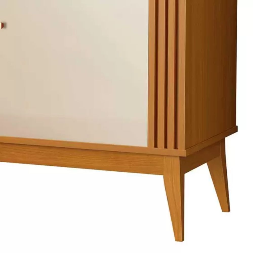Buffet Pequeno 90cm Ripado Sala Jantar 2 Portas Argo EDN Cedro/Off White