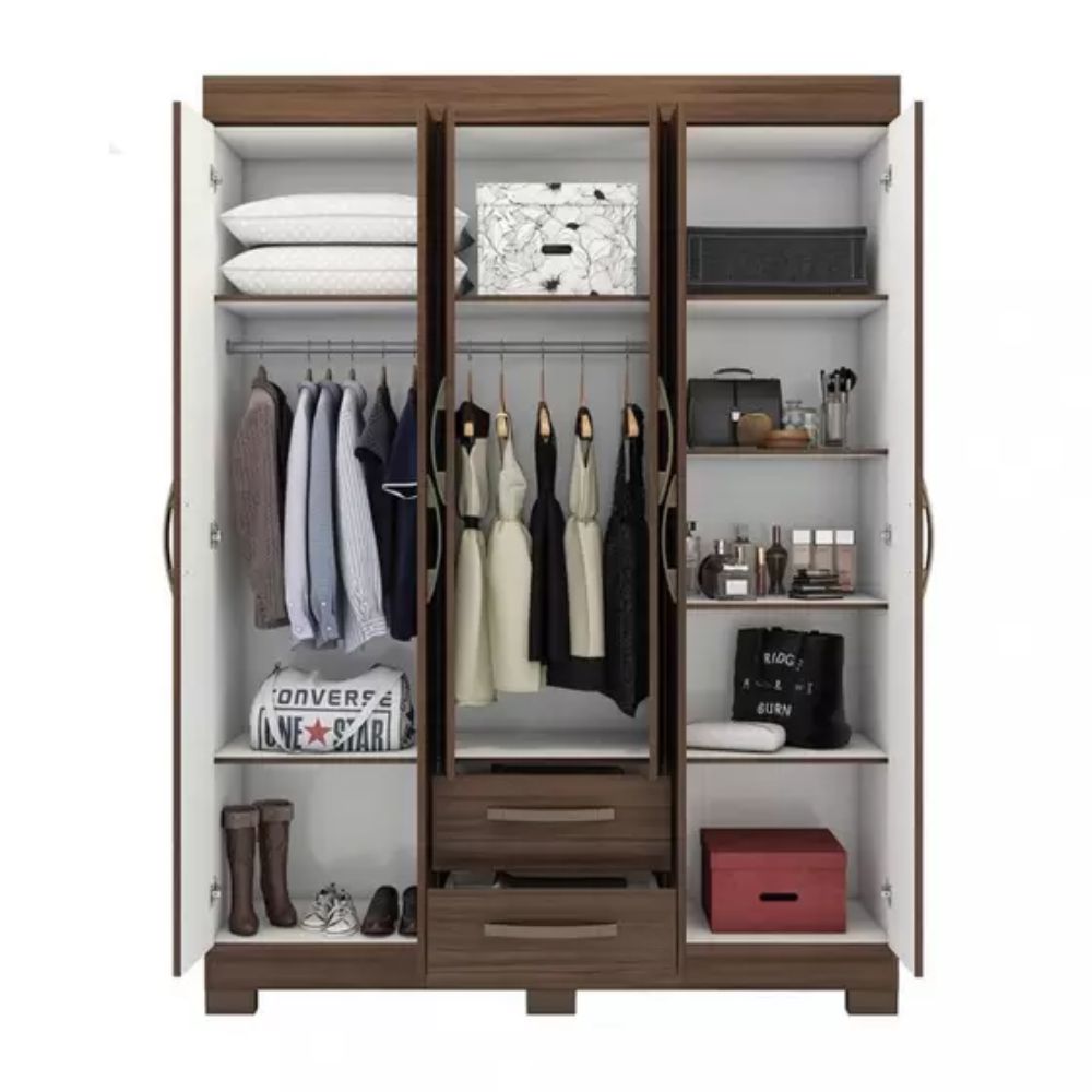 Guarda Roupa Solteiro 6 Portas 2 Gavetas NT 6015 Notável Móveis Nogal Trend