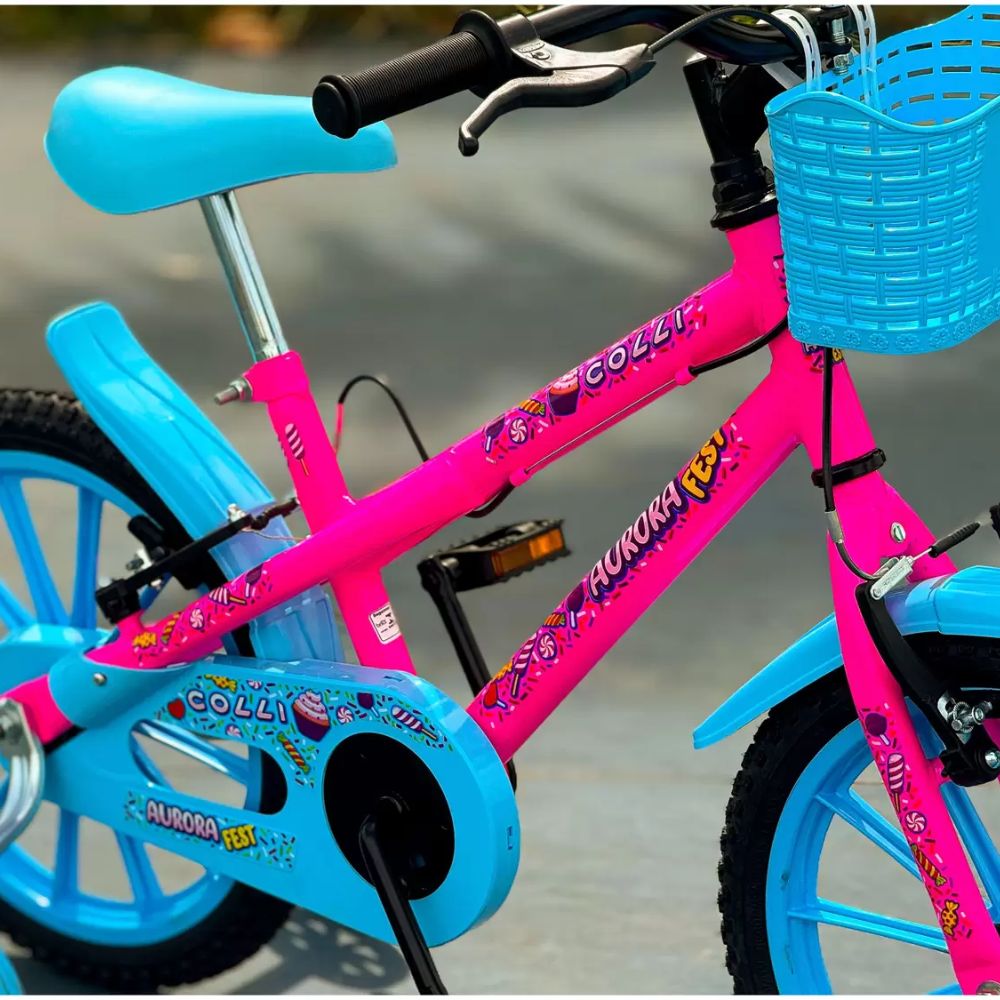 Bicicleta Colli Aurora Fest Aro 16 Rosa Neon/Azul