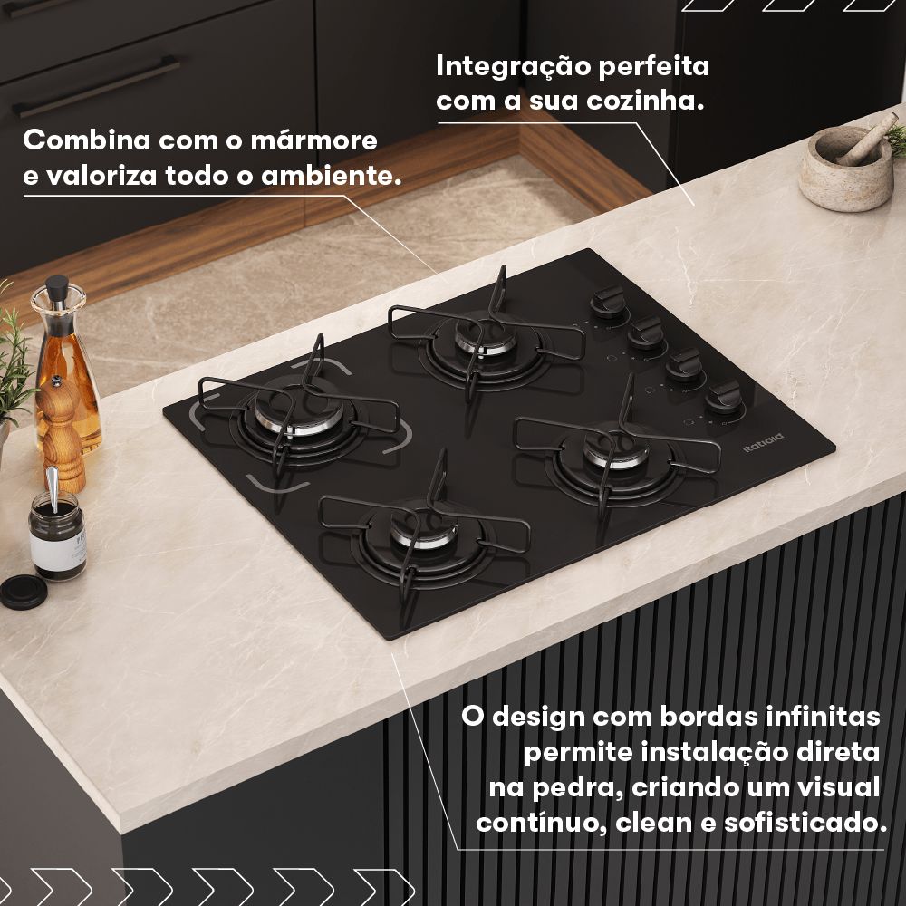 Cooktop Itatiaia Essencial 4 Bocas - Preto
