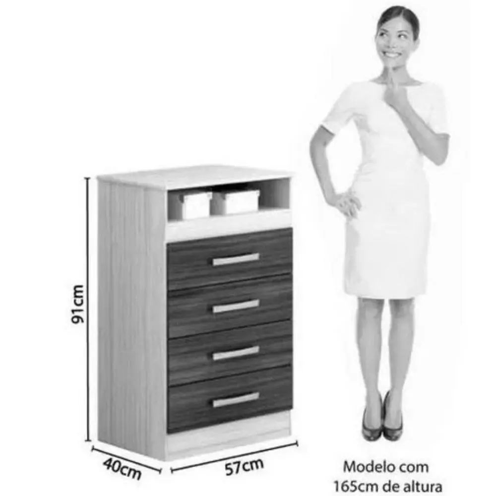Cômoda Jessica em MDF com 4 Gavetas ACP Móveis