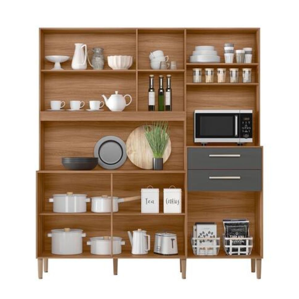 Kit Cozinha Nicioli Salsa 1.80m Ipê/Chumbo