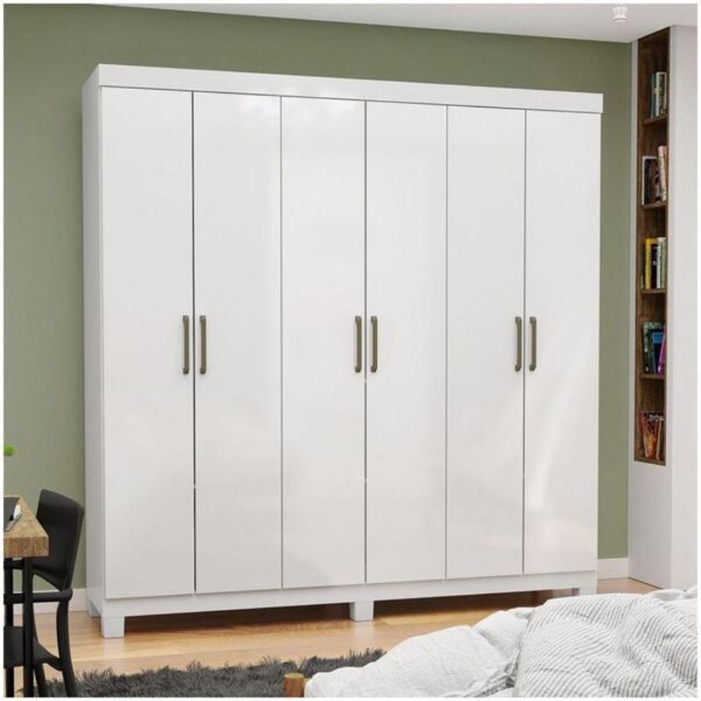 Guarda Roupa Recife Casal 6 Portas 2 Gavetas Carioca Branco