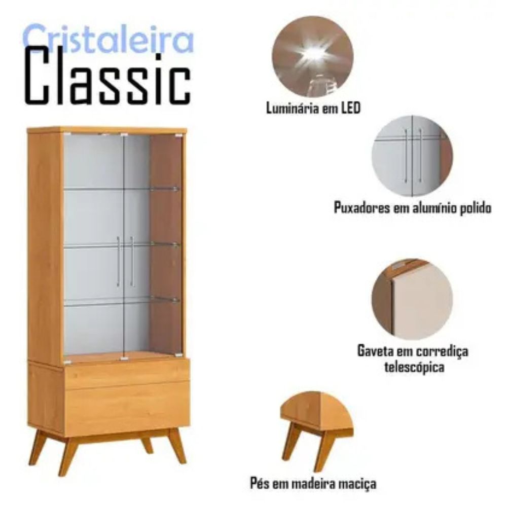 Cristaleira Imcal Classic 1 Gaveta Nature