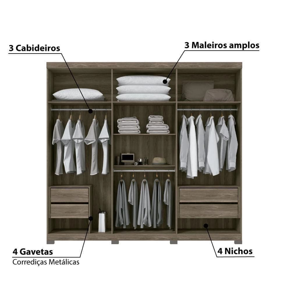 Guarda Roupa Santos Andirá 6 Portas Imaginare com Pés Castanho/Off White