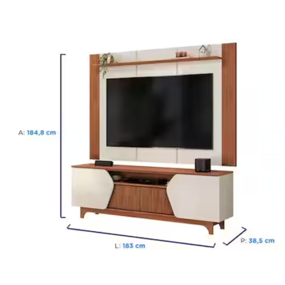 Rack com Painel Helo para TVs até 75 Polegadas MDF MDP 4 Portas DJ Móveis