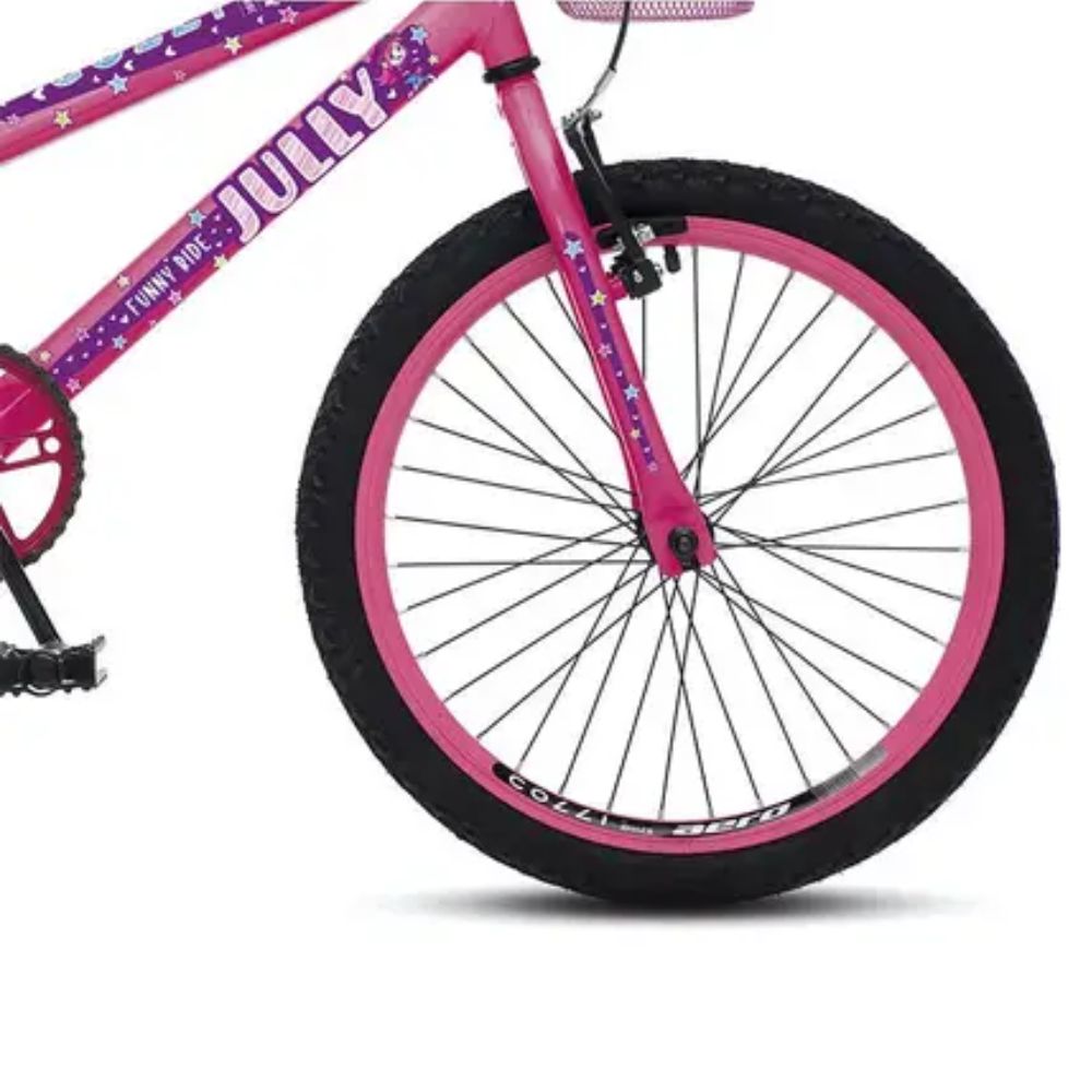 Bicicleta Colli Jully Aro 20 Sem Marcha Feminina Rosa Neon