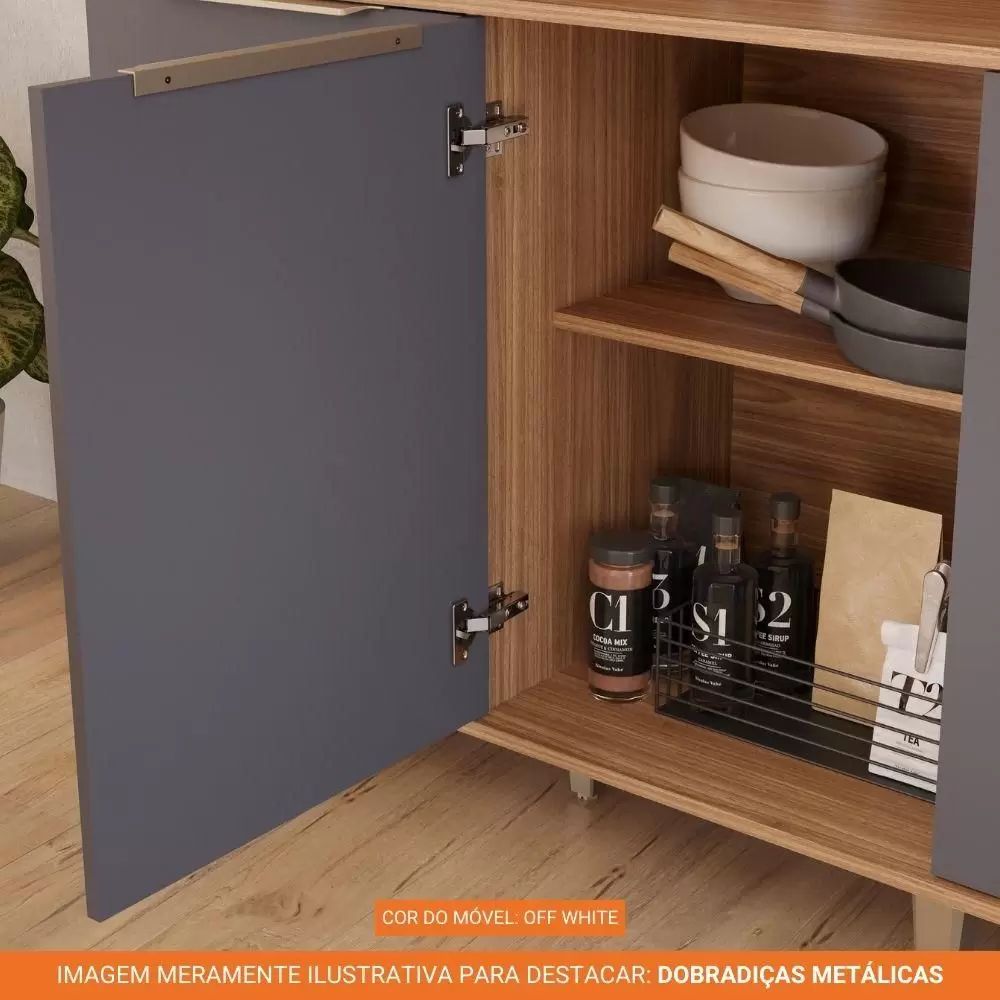 Armário De Cozinha Completo MGM Luna 8 Portas 2 Gavetas Freijo/Off White