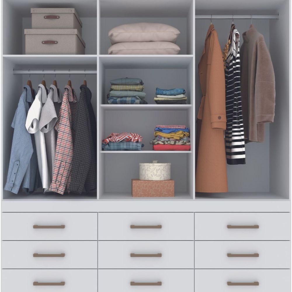 Guarda Roupa Santos Andira Star Plus 6.9 Com Espelho e Pés Branco