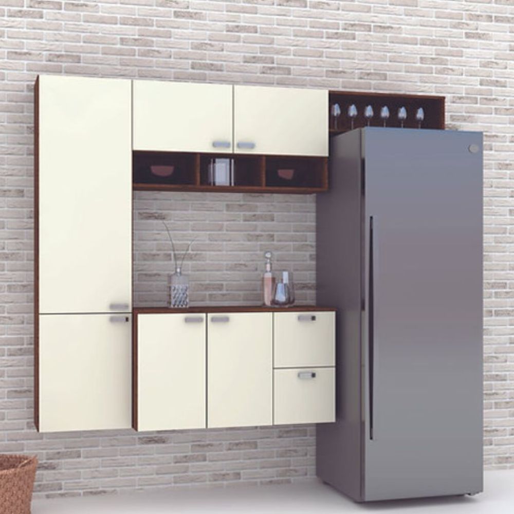 Cozinha Compacta Vila Rica Sara 6 portas  2 Gavetas  Imbuia/champanhe