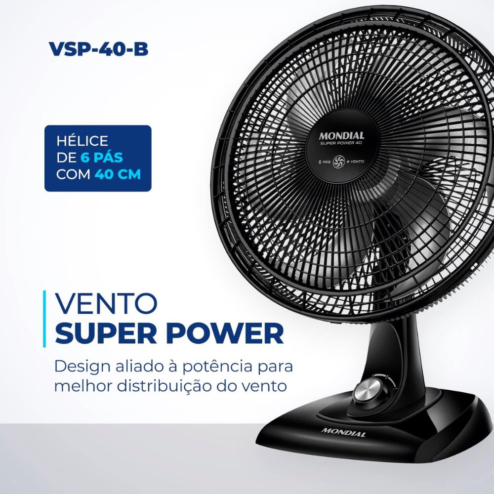 Ventilador Mondial 40cm Super Power VSP-40-B 6 Pas 40W