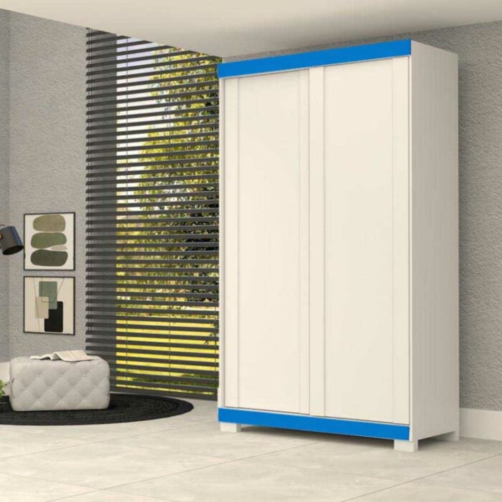 Guarda Roupa ACP Samira 2 Portas 2 Gavetas Branco/Rosa/Azul
