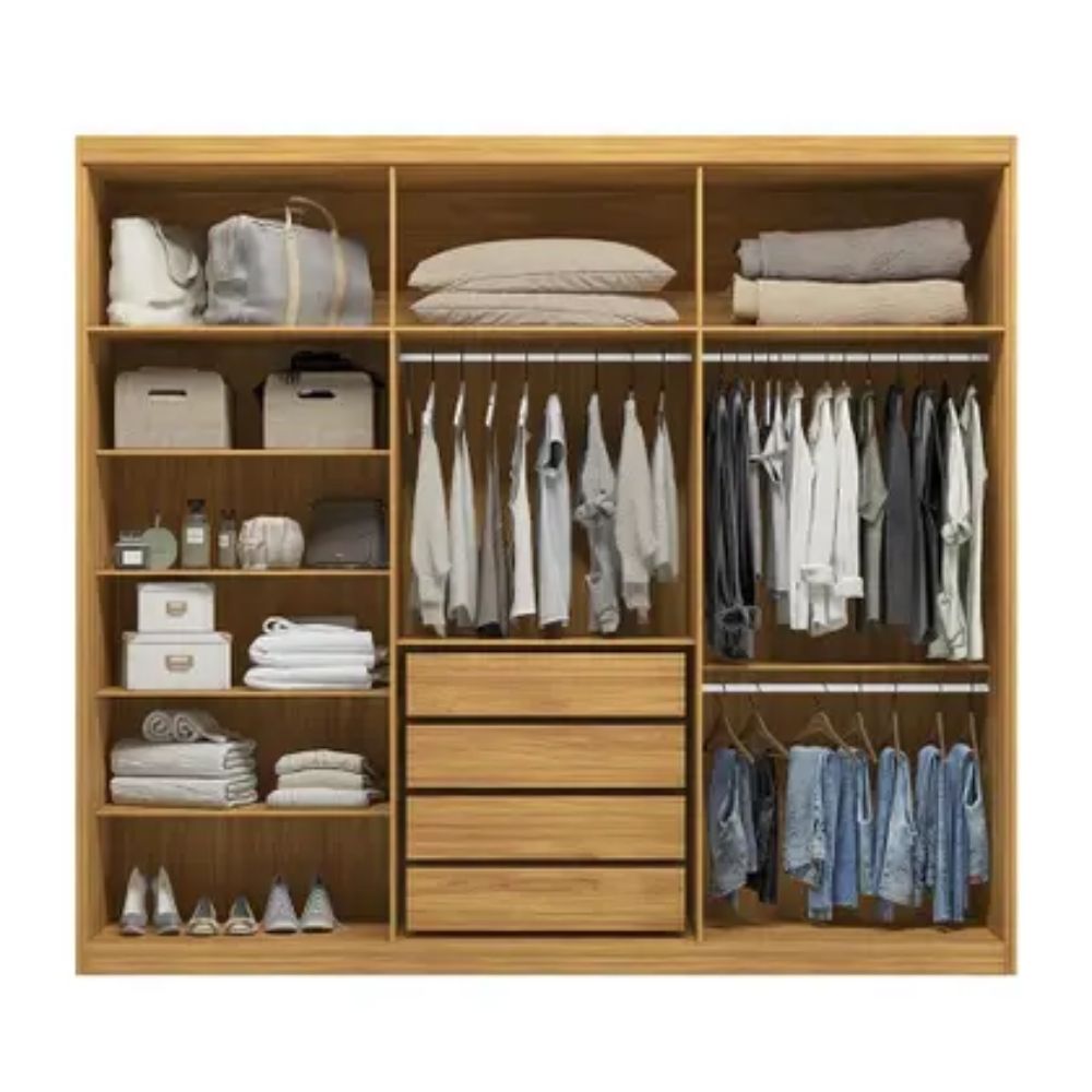 Guarda-Roupa Demobile Casal Venice 6 Portas 4 Gavetas Cinamon e Off White - Modern