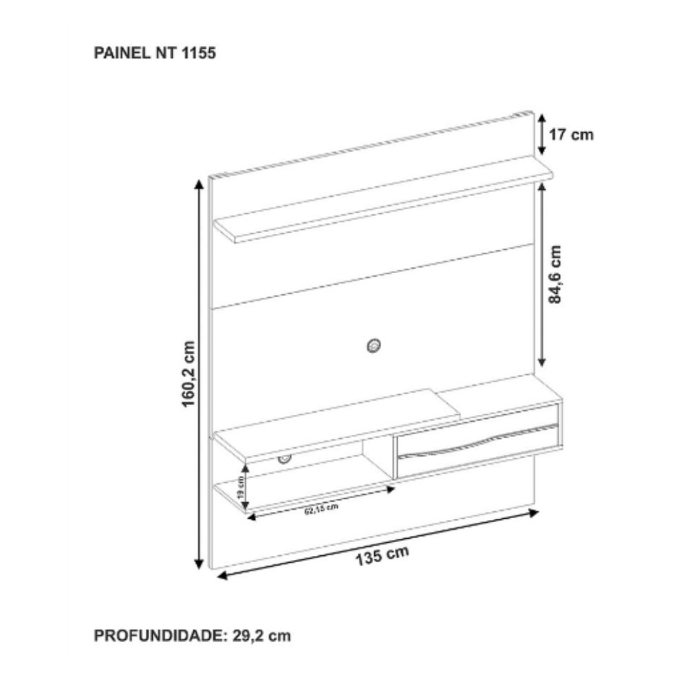 Painel Notavel Nt 1155 Off White/ Nogal Trend