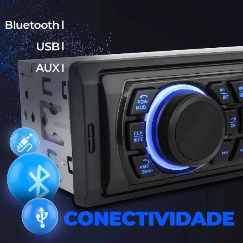 Rádio Auto. Multilaser P3344 Trip BT MP3/FM/USB/AUX 4x25W RMS