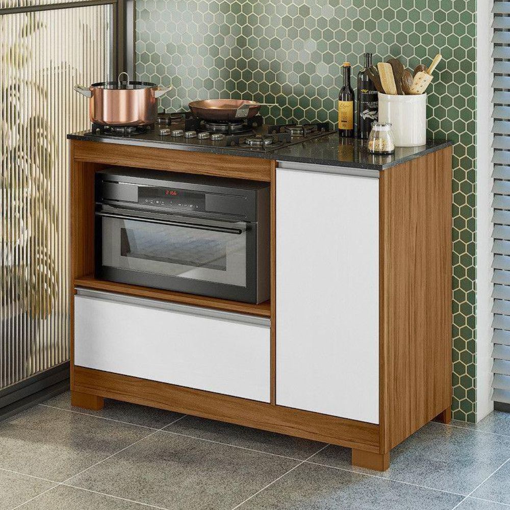 Balcão Cooktop NT3050 Notável Móveis Freijó/Branco New