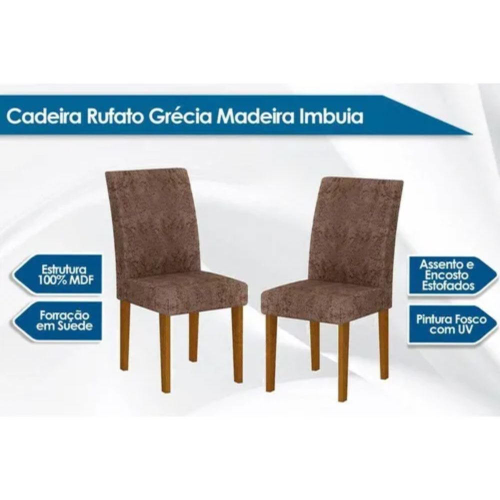 Mesa Rufato Luna 180 6 Cadeiras Lunara Turim 07 Off White/Imbuia