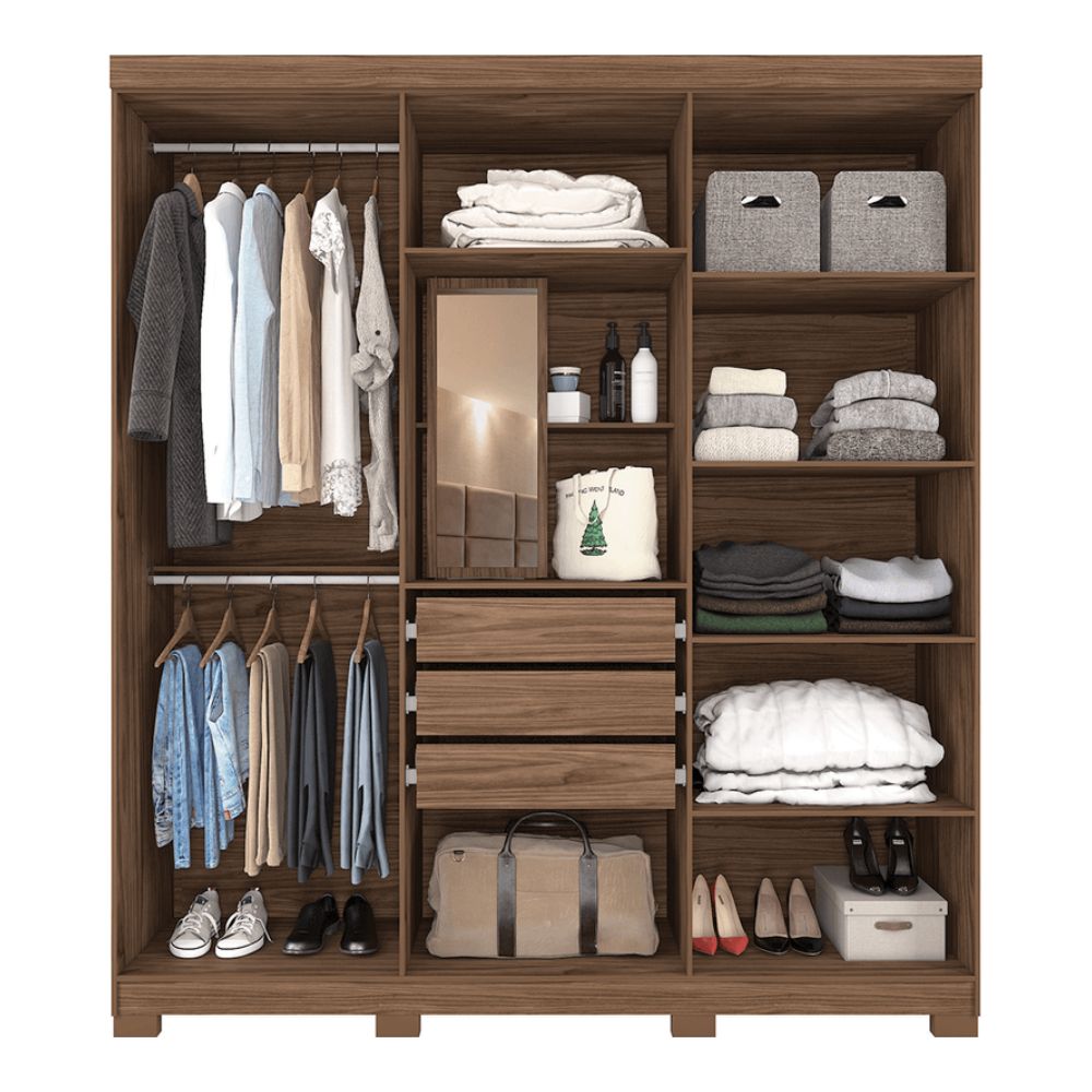 Guarda-Roupa Panan New Milena com Espelhos Externos 6 Portas Cinamomo