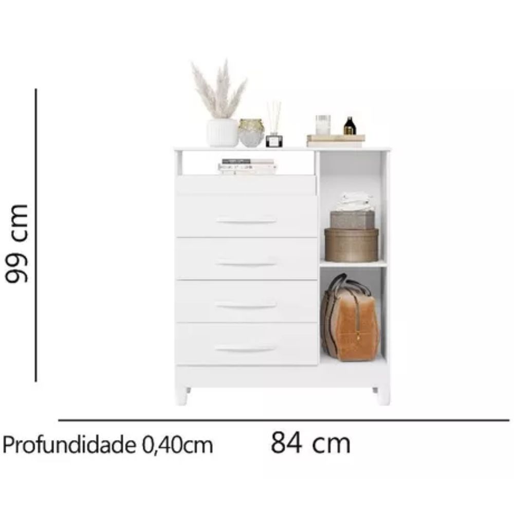 Comoda Albatroz Turquesa 4 Gavetas 1 Porta Multiflex