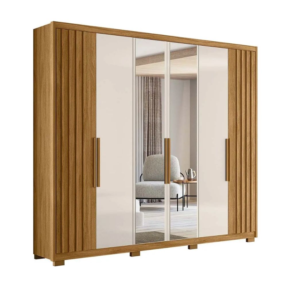 Guarda Roupa Moval Araguaia 034032 Com Espelho Freijo/Off White