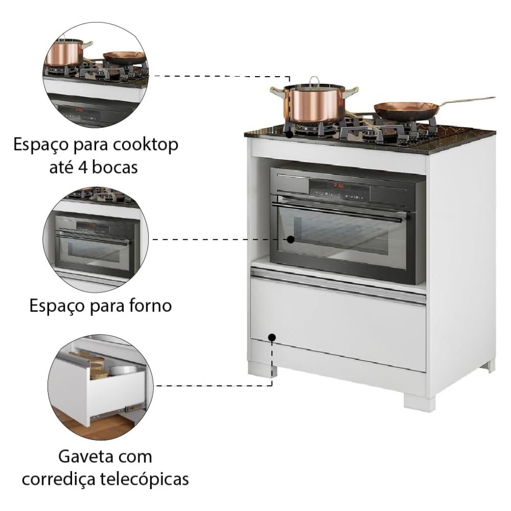 Balcão Notável Cooktop NT 3110 Branco New