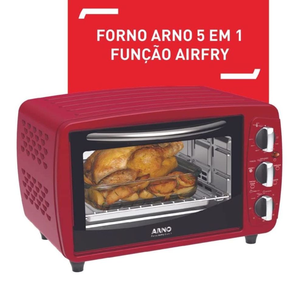 Forno Elétrico Arno Airfry 5 em 1 20L Vermelho FOR2