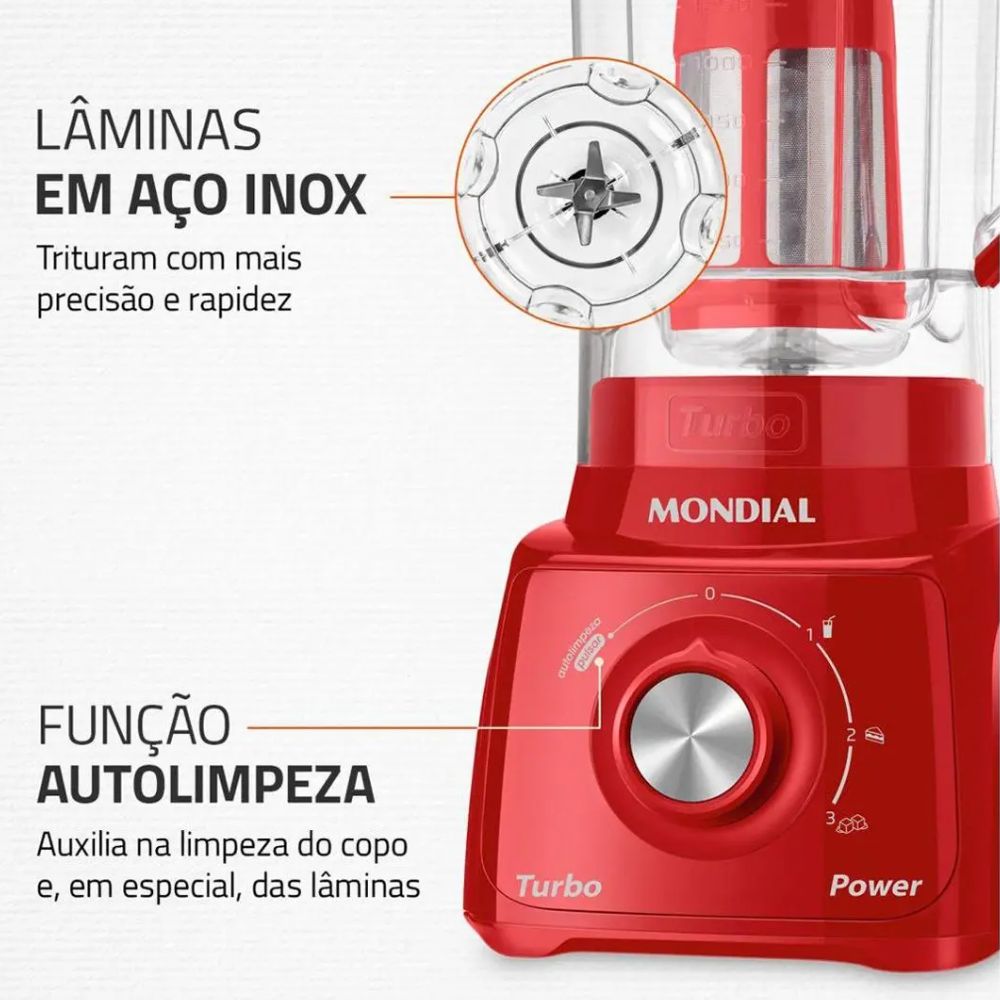 Liquidificador Mondial Turbo Power L-99FR 500W Vermelho